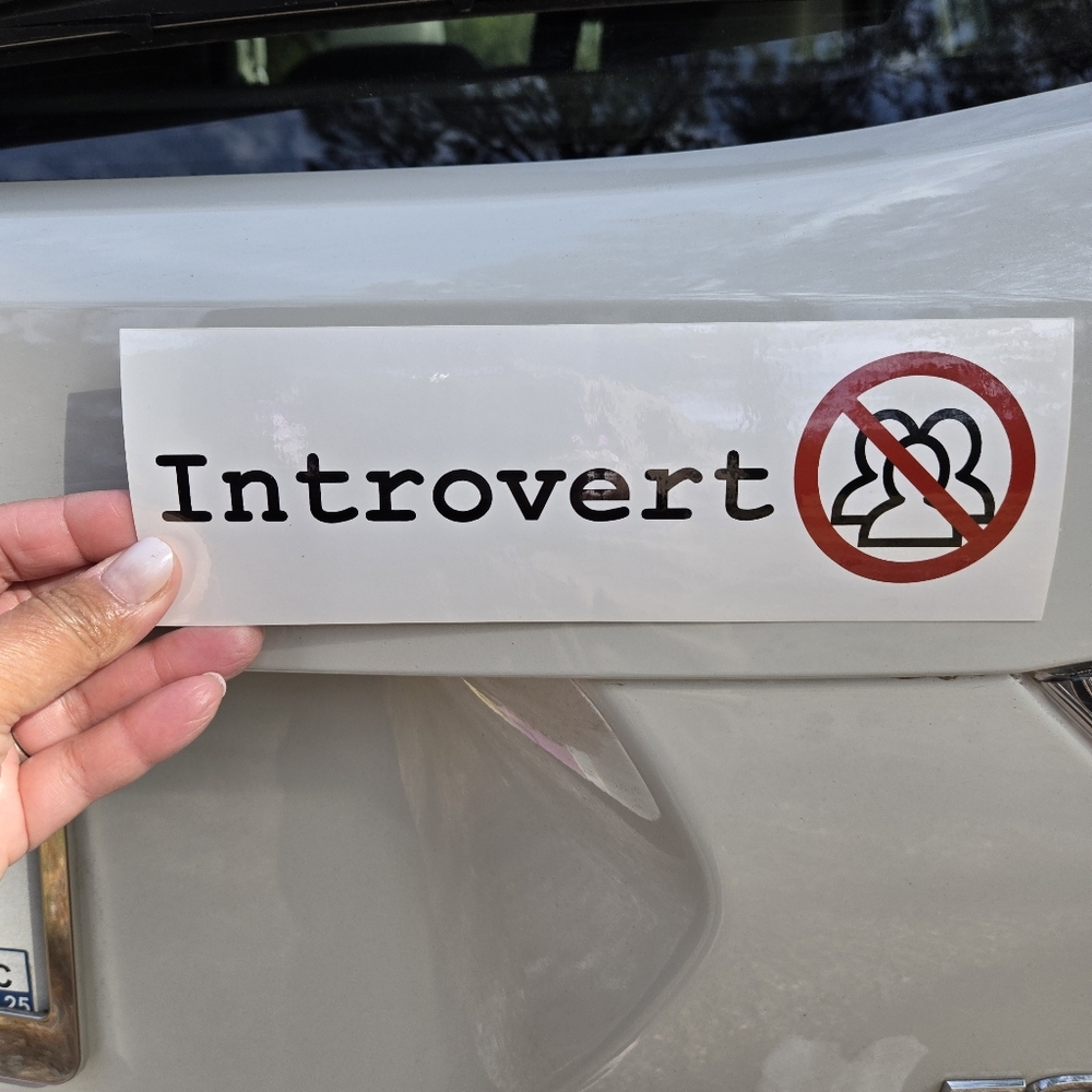 Introvert "No People" glossy 9"x3" bumper sticker